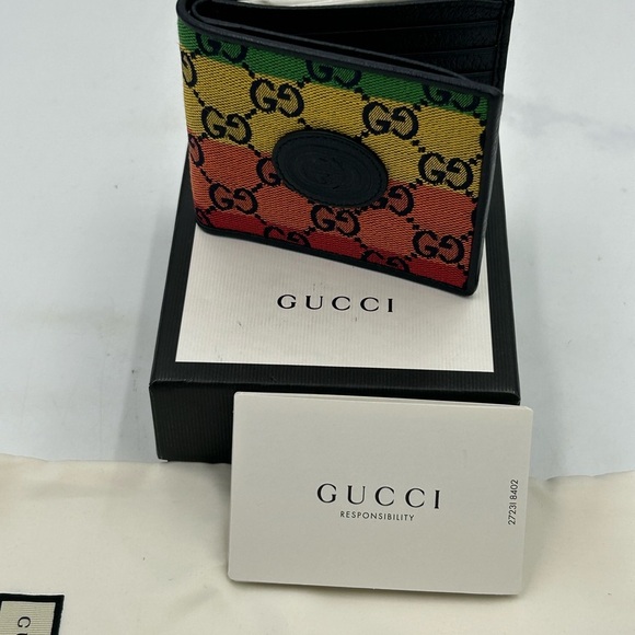 Gucci multicolor canvas/leather  bifold wallet, made in Italy - Picture 2 of 9